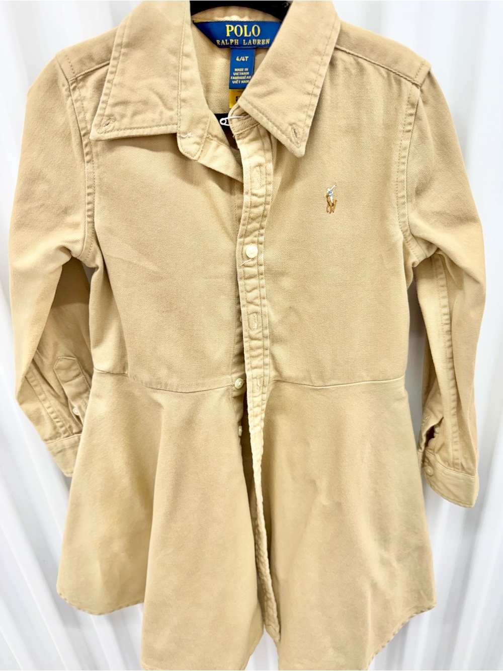 Polo Ralph Lauren Beige Button-Front Shirt Dress 4/4t